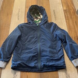Mini Boden Blue Jacket with Green Camouflage Lining